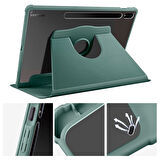 Smcase Samsung Galaxy Tab S7 Plus SM T970 Kılıf Smart Kapaklı Kalem Bölmeli Termik Arkası Şeffaf T1