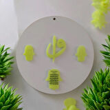 Elif Vav Fatma Ana Eli Ayetel Kürsi Karanlıkta Parlayan Fosforlu Duvar Süsü Çap 22 cm