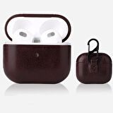 Smcase Apple Airpods Uyumlu 3.Nesil Kılıf Kancalı Suni Deri Silikon SF9
