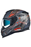 Sx.100 Gigabot Güneş Vizörlü Kapalı Kask (mat Gri-kırmızı)