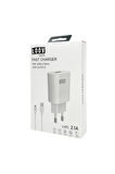 USB Beyaz Telefon Şarj Aleti ve Kablosu Hızlı Şarj Aleti (2.1A 10W 3100mAh+Güvenli ve Stabil Şarj)
