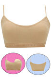 6'lı Dondeza Genç Kız Pedli Pastel Renk Ip Askı Alıştırma Sütyeni Yarım Atlet Büstiyer