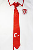 Kravat Türkiye Bayrak Desenli Saten Bağlanmış Unisex Özel Gün Saten Çocuk Kravat 5-6 Yaş