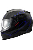 Y.100R REACT MAT SİYAH-MAVİ KASK
