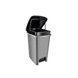 Omnipazar SRL-3029 Slim Pedallı Plastik Çöp Kovası İç Kovalı 25 lt Antrasit (116)