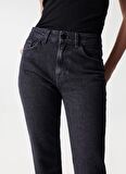 Siyah Kadın Yüksek Bel Mom Fit Denim Pantolon CROPPED TRUE SLIM BLACK JEANS 21004613