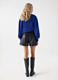 Siyah Kadın Yüksek Bel DERI GÖRÜNÜMLÜ Şort LEATHER EFFECT SHORTS 21006899