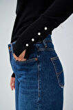 Salsa Jeans V Yaka Standart Düz Siyah Kazak Kadın 21008811