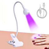 Jel Oje Kurutucu 3W Mor UV LED Mini Işık BEYAZ Taşınabilir Akrobat Klipsli Manikür Tırnak Kurutucu
