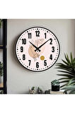 Dekoratif Türkçe Rakamlı UV Baskılı Duvar Saati (Sessiz) Akar Mekanizma 40CM Metal Akrep Yelkovan