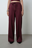 Kadın Bol Paça Beli Lastikli Düz Renk Pantolon