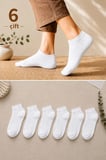6 Çift Beyaz Patik Unisex Çorap | Pamuklu, Nefes Alan, Terletmeyen