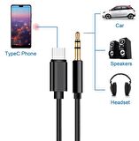 QASUL Samsung Xiaomi Uyumlu Aux Kablosu Type-C To Jack Çevirici Dönüştürücü Kablo