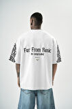 Erkek Far From Basic Baskılı Oversize T-Shirt Beyaz