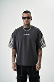 Erkek Far From Basic Baskılı Oversize T-Shirt Füme