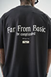 Erkek Far From Basic Baskılı Oversize T-Shirt Füme