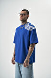 Erkek Minimalism Series Nakışlı Oversize T-Shirt Saks