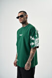 Erkek Sharp Pain Baskılı Oversize T-Shirt Nefti