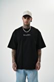 Erkek Return Nakışlı Oversize T-Shirt Siyah