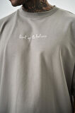 Erkek Return Nakışlı Oversize T-Shirt Gri