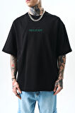 Erkek Greatest Nakışlı Oversize T-Shirt Siyah
