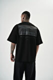 Erkek Da Vinci Baskılı Oversize T-Shirt Siyah