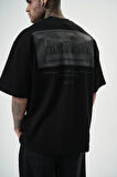 Erkek Da Vinci Baskılı Oversize T-Shirt Siyah
