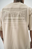 Erkek Da Vinci Baskılı Oversize T-Shirt Bej