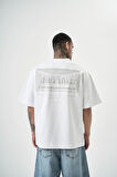 Erkek Da Vinci Baskılı Oversize T-Shirt Beyaz