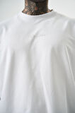 Erkek Da Vinci Baskılı Oversize T-Shirt Beyaz