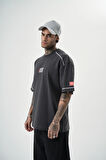 Erkek 22 Yazılı Nakışlı Oversize T-Shirt Füme