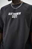 Erkek One Baskılı Oversize T-Shirt Füme