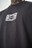 Erkek Ornaments Baskılı Oversize T-Shirt Füme