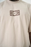 Erkek Ornaments Baskılı Oversize T-Shirt Bej