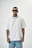 Erkek Symphony Baskılı Oversize T-Shirt Beyaz