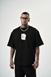 Erkek R Of Spades Baskılı Oversize T-Shirt Siyah