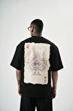 Erkek R Of Spades Baskılı Oversize T-Shirt Siyah