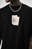 Erkek R Of Spades Baskılı Oversize T-Shirt Siyah