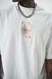 Erkek R Of Spades Baskılı Oversize T-Shirt Beyaz