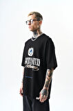 Erkek Unfortunately Baskılı Oversize T-Shirt Siyah