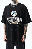 Erkek Unfortunately Baskılı Oversize T-Shirt Siyah