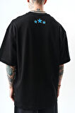 Erkek Unfortunately Baskılı Oversize T-Shirt Siyah