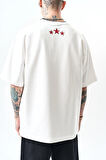 Erkek Unfortunately Baskılı Oversize T-Shirt Ekru