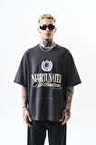 Erkek Unfortunately Baskılı Oversize T-Shirt Füme
