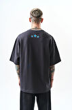 Erkek Unfortunately Baskılı Oversize T-Shirt Füme