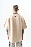 Erkek Unfortunately Baskılı Oversize T-Shirt Bej