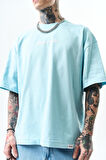 Erkek Destroy Baskılı Oversize T-Shirt Bebe Mavi