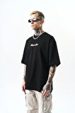 Erkek Destroy Baskılı Oversize T-Shirt Siyah