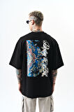Erkek Destroy Baskılı Oversize T-Shirt Siyah