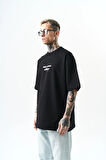 Erkek Memory Baskılı Oversize T-Shirt Siyah
